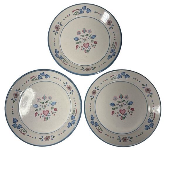 International Sugar Plum Stoneware Salad Plates Set Of 3 Farmhouse Country Chic - Picture 1 of 7